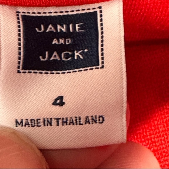 Janie and Jack red dress with adorable white trim, back bow, size 4, little girl - Picture 4 of 11